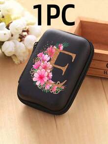 1 Stück Blumen A-Z Buchstaben PU Leder Aufbewahrungsbox, Kartenhalter, Ausweis/Namenskarten Organizer, geeignet für Reisen, Digitalzubehör, Kopfhörertasche - Verschiedenfarbig - Übersicht 33