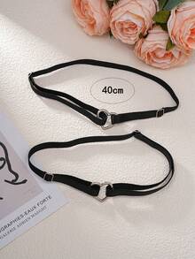 2pcs Y2K Elegant Sexy Garter With Heart & Geometric Patterns, Adjustable Thigh Ring ,Valentine's Day Gifts - màu đen - Xem 4