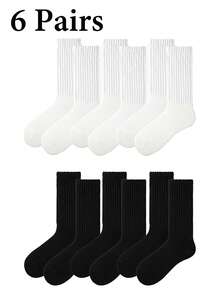 1 Pair,3 Pairs,6 Pairs Retro Solid Color Slouch Socks - Versatile For Loafers & Daily Chic Looks