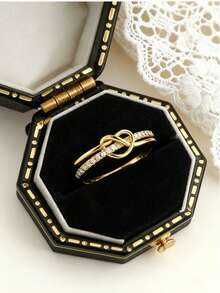 1枚优雅复古花朵设计戒指，适合周年纪念日、情人节礼物、日常佩戴、母亲节礼物（不含礼盒） - 心 - 查看 1