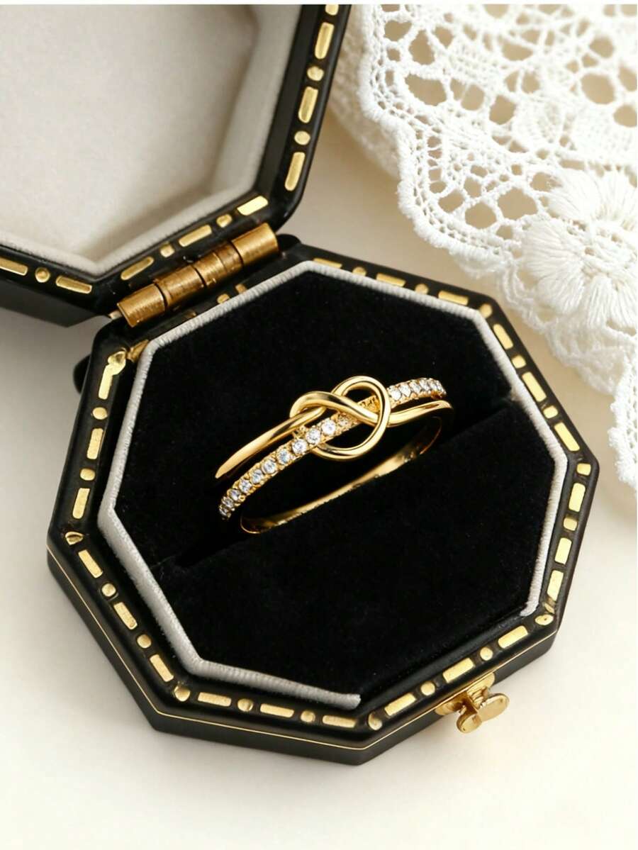 1枚优雅复古花朵设计戒指，适合周年纪念日、情人节礼物、日常佩戴、母亲节礼物（不含礼盒） - 心 - 查看 1