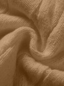 FOR BEAUTY 女士纯色简约圆领扭结长袖针织毛衣，时尚落肩套头衫 - 暖棕色 - 查看 8