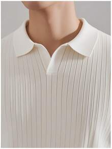 男士翻领短袖针织衫 - 白色 - 查看 4