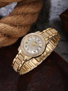 1 件女士优雅金色/银色闪耀表盘水晶石英派对手链手表 - 白色 - 查看 5