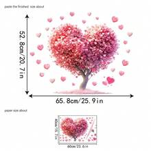 Pink Cartoon Heart Flower Tree Wall Decals Red Heart Wall Stickers Removable Home Art Decor Valentines Day Wall Decals Wedding Anniversary Decor For Girls Bedroom Nursery Room Living Room Decorations - Multicolor - View 4