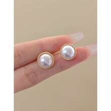 9Pcs Set Elegant Minimalist Moonlight Moon Shell Flower Earrings, Faux Pearl Delicate Glamorous Geometric Crystal Drop Earrings Set For Women, Suitable For Daily And Festive Wear - 設定 - 查看 10