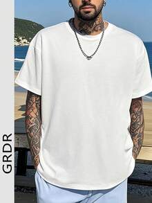 GRDR 男士夏季圆领短袖T恤，适合户外休闲穿着 - 白色 - 查看 2