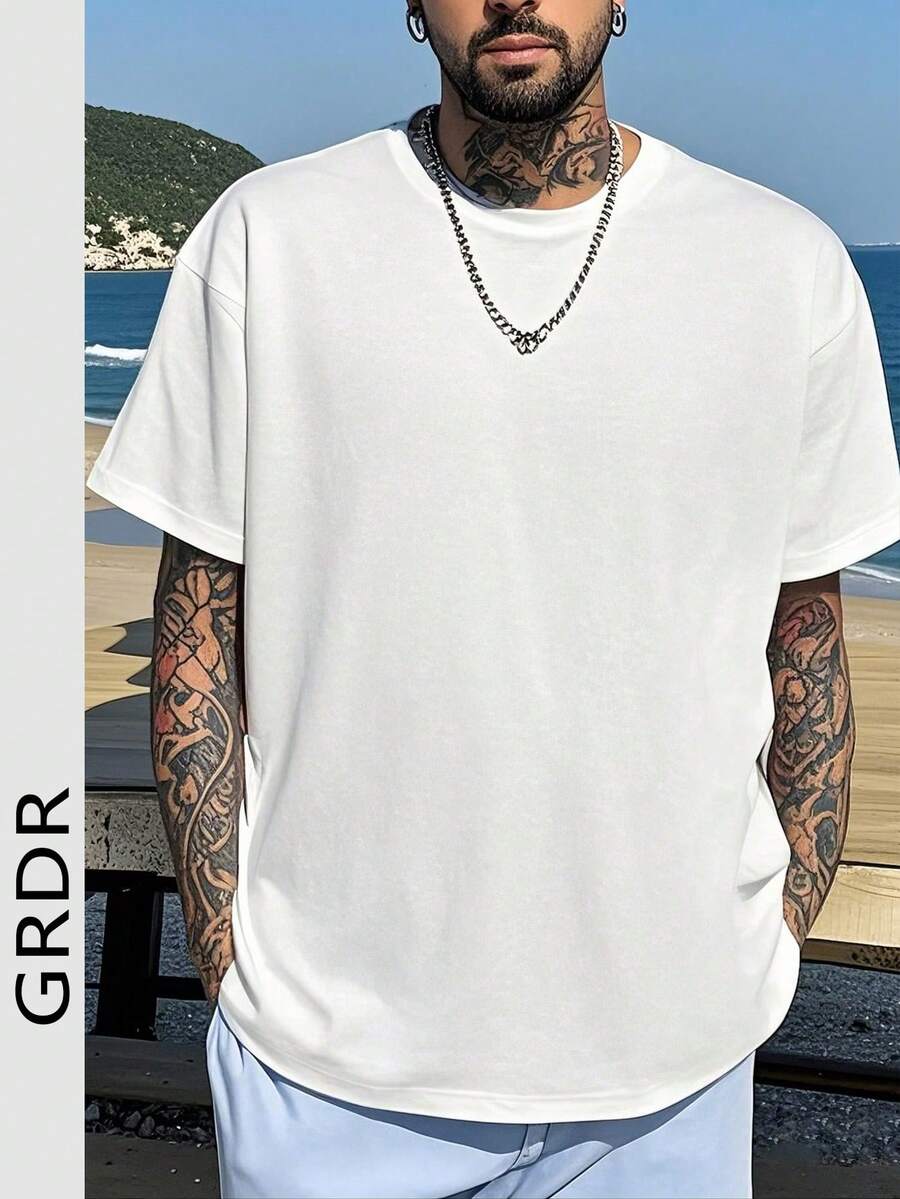 GRDR 男士夏季圆领短袖T恤，适合户外休闲穿着