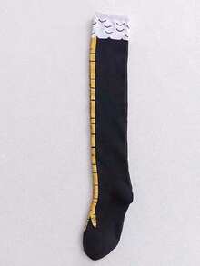 1pair Women's Chicken Feet Design Over-The-Knee Socks, Y2k - 彩色 - 查看 4