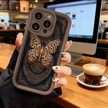 Funda de Teléfono con Patrón de Mariposa y Diseño de Adorno Dorado para iPhone 14 Pro Max 13 Pro 12 11  Galaxy S23 S22 S21 S20 Plus, Carcasa de Protección para Teléfono, Regalo de Pareja para Novio Novia, Regalo de San Valentín Cumpleaños - Negro - Ver 5