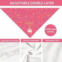 Birthday Girl Dog Bandana Puppy Scarf Adjustable Triangle Double-Layer Reversible Pet Bandanas For Dogs Girl Birthday Party XL - 生日女孩 - 查看 3