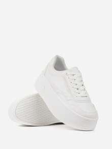 Zapatillas de plataforma suaves para mujer, de estilo casual para primavera y otoño - Blanco - Ver 5