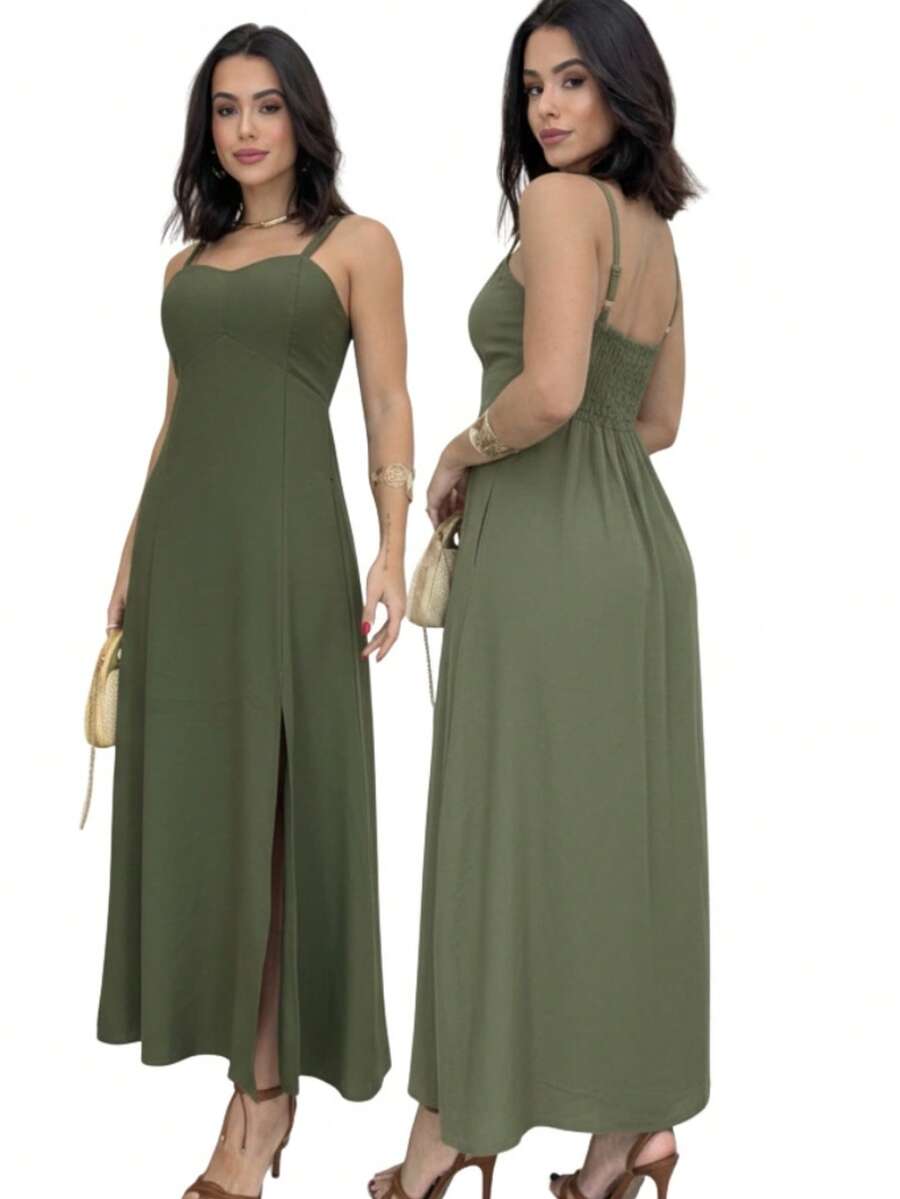 Women's Long Dress For Summer Weddings - 軍綠色 - 查看 1