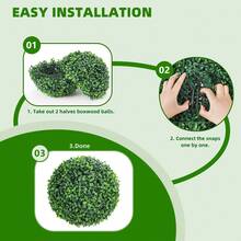 2 Bolas Artificiales para Plantas de 15 Pulgadas, Bolas de boj de imitación para Exteriores, Plantas Verdes Falsas esferas Decorativas para Porche Delantero, balcón, Patio, hogar - Verde - Ver 6
