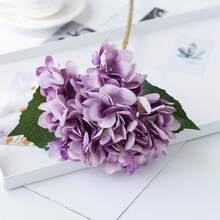 1/80支仿真绣球花，逼真绣球花，仿真植物，装饰品，高品质仿真花，适用于DIY婚礼花束、派对、家居、客厅、厨房、花园、酒店、办公室、书房、房间装饰、情人节礼物 - 紫色 - 查看 7