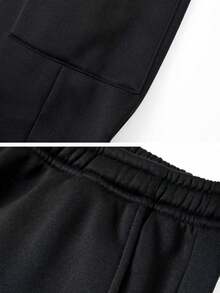 Men's Casual Outdoor Sports Thermal Lined Hoodie And Cargo Pants Set, Autumn/Winter - Blue - View 7