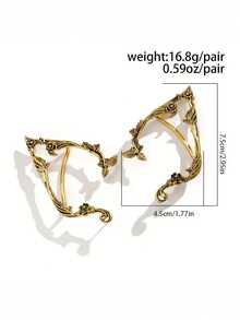 1 Pair Vintage Rose Fairy Clip-On Earrings, Lightweight And Ethereal, Perfect For Parties, Cosplay, Daily Wear, And Fairy-Themed Outfits, Ideal For Party Accessories, Bridal Wedding Earrings, Handmade, Also An Ideal Holiday Gift - Multicolor - View 11