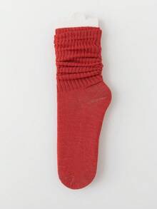 1 双女士可爱多巴胺风格拼色中筒袜，适合春夏季的百搭休闲袜（无卡） - 紅色 - 查看 4