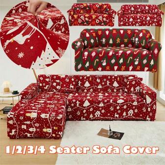 1 PIEZA Funda de sofá de seda de leche con estampado navideño de varios estilos, antideslizante para sala de estar, dormitorio, cubierta de sillón elástica a cuadros, funda de sofá seccional en forma de L a prueba de polvo. 1 plaza: Apto para sofás de 90-125 cm (35-49 pulgadas) de largo / 2 plazas: Apto para sofás de 145-170 cm (57-67 pulgadas) de largo / 3 plazas: Apto para sofás de 190-210 cm (74-83 pulgadas) de largo / 4 plazas: Apto para sofás de 235-280 cm (92-110 pulgadas) de largo