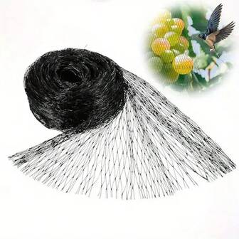 重型防护网，黑/绿双色防鸟网，适用于屋顶、家禽围栏和花园果树，有效防止鹰、鸽子、松鼠和鹿的侵害，可重复使用。
