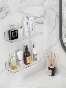 2/Pcs Acrylic Floating Storage Rack, 2 Pieces Set, Wall-Mounted Floating Storage Rack - Transparent Storage And Display Rack, Suitable For Bathroom, Kitchen, Living Room, Transparent Shower Storage Rack. Bathroom - Multicolor - View 4