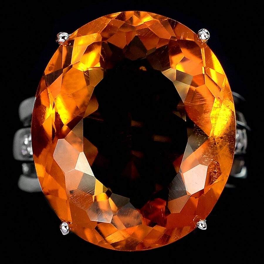 优雅奢华的镀银女士周年纪念戒指，镶嵌椭圆形合成立方氧化锆，工艺精湛，高端奢华珠宝，情人节礼物，圣诞节礼物 - 銀色 - 查看 1