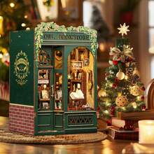 Book Nook Kit - DIY Dollhouse Houses, Miniature House Build-Yourself Kit For Adults With LED Light, 3D Puzzle & Bookend | Creative Bookshelf Decoration Set (Owl Bookstore) Birthday And Christmas Gifts, Suitable For Friends And Family - 綠色 - 查看 3