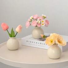 10/4/1pc Mini Dopamine Style Wide Mouth Ceramic Vase (Flowers Not Included), Room Artificial Flower Decor, Dried Flower Desktop Ornament, Home Decor, Photography Prop, Suitable For Bedroom, Porch, Holiday Decor, Valentine's Day Gift, Easter Decor, Indoor Decoration