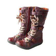 1 Pair TMA EYES Women's Red Retro Leather Boots - Lace Up And Side Zipper Design, Non Slip, Autumn And Winter Retro Style,Boots For Women - Đỏ - Xem 6