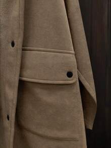 Women's Casual Minimalist Solid Color Pocket Front Button Hoodie Jacket, Daily Wear - Brown - View 4