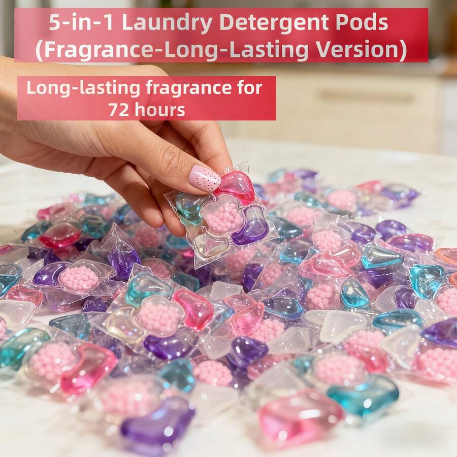 五合一香氛洗衣凝珠，持久留香浓缩洗衣胶囊 - 彩色 - 查看 1
