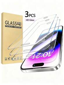 3入組強化玻璃螢幕保護貼，適用於 iPhone 18 Pro/18 Pro Max、17/17 Pro/17 Pro Max/17 Air、16、15 Pro、14 Pro、13、12、11 Pro Max、14、15 Plus、16 Pro Max，高清透明、防指紋、1080P 解析度、加強邊緣、抗震、200% 硬度，手機配件 - 無色 - 查看 10
