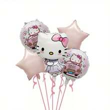 新爱心小猫、小艺术家小猫、蜜蜂小猫、生日数字气球套装、甜美风格生日派对装饰气球 - 彩色 - 查看 8