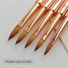 Kolinsky Acrylic Nail Brush Set: Size 6,8,,10,12,14 Professional Manicure Brushes With Cleaner Tool & Rose Gold Rhinestone Handle For Acrylic Powder,Nail Extensions & 3D Carving - Salon & DIY Nail Art Essentials - Multicolor - View 4