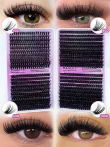 MAGEFY 800 sợi mi giả tự làm, mi giả dạng chùm 40D/60D/80D/100D, chiều dài 9-15mm, kiểu mắt mèo xòe, chất liệu giả lông chồn mềm mại và bông xốp, giúp mi dài và mỏng, nhiều sợi đơn lẻ, lý tưởng cho trang điểm, du lịch và tiệc tùng. - D - Xem 11