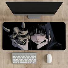 1pc Japanese Oni Mask Girl Control Mousepad XXL Mouse Pad Electronic Sports Keyboard Pads Gaming Setup Accessories Mouse Mat - Black - View 10