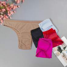 Kit 10 Calcinhas Tanga Conforto Microfibra Forro de Algodão Fresca e elástica - Multicolorido - Visão 2