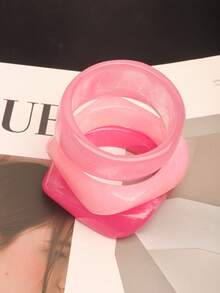 3pcs/Set Pink Acrylic Bracelet Set, Elegant Minimalist Dye Bangle Combination, Can Be Worn Alone Or Stacked, Suitable For Daily Wear And Vacation - Multicolor 10 - View 2
