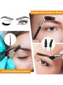 6件套眉睫修容套装，包含4把镊子、1把修眉剪、1把睫毛刷，专业眉睫塑形美容工具，小巧便携，适合家庭和商业用途（黑色），化妆品，价格实惠，可用于房间装饰、梳妆台、旅行、卧室、化妆配件、镊子，1套 - 彩色 - 查看 9