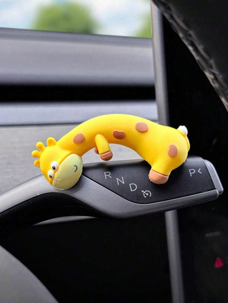 1 pieza Figura miniatura de jirafa linda y relajante - Decoración para monitor de computadora de oficina/tablero de automóvil, Encanto adorable de jirafa acostada, Ornamento para escritorio y decoración interior de automóvil que alivia el estrés