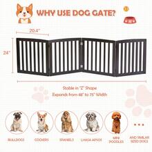 Dog Gate Indoor Freestanding 4 Panel 24" Pet Gate Foldable Dog Fence For Stairs - 預設 - 查看 10