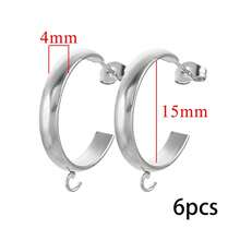 6/10件/批 金色不锈钢C形耳环制作配件钩连接器耳环底座耳钉组件零件散装DIY珠宝配件耳环 - C形耳環 - 查看 9
