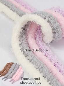 1双毛茸茸可爱INS风蕾丝休闲鞋带 - 彩色 - 查看 3