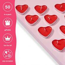 50 velas rojas en forma de corazón, cera para té en forma de corazón, decoración en forma de corazón - 4 cm - Rojo - Ver 5