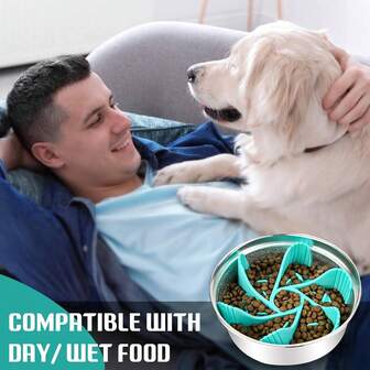 1个狗狗慢食碗内胆，硅胶材质，带强力吸盘，适用于慢食碗，进食设计，狗狗配件