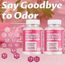 MEGNETA Remove Vaginal Odor Capsules, 19 In 1 Probiotics For Women, Vaginal Care, Remove Odor & PH Balance, Yeast Health & Flora, 30 Servings - 60 Capsules - Two bottles -More cost-effective - 查看 1