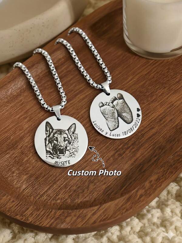 1pc Customized Minimalist Round Pendant Necklace | Customized Pet Colorful Picture Minimalist Jewelry | Friend Photo Memorial Necklace | Minimalist Charming Stainless Steel Necklace | Electroplated Customized Gift | Customized Pet Friendship Memorial Necklace | Minimalist Necklace To Commemorate Eternal Companion | Handmade Necklace | Customized Necklace | Anniversary Gift | Personalized Gift | Gift For Cat Mom | Gift For Girlfriend | Minimalist Necklace | Birthday Gift | Wedding Anniversary Gift