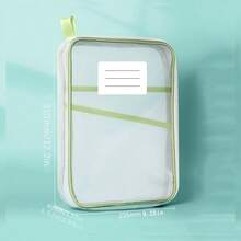 A4 双层尼龙网眼整理袋，厚 L 形文件夹大容量网眼文件袋，适合学生 - 便携式拉链背包，带手柄的科目分类袋，透明学生考试袋，文件夹，书籍和作业收纳袋，适用于学校用品，返校 - 彩色 - 查看 8