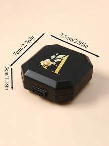 6-Compartment Portable Pill Box, Gold Flower & Letter Pattern, Capsule Storage Case, Travel Medication Box, Mini Pill Organizer, A-Z Letters, 6-Grid Tablet Organizer, Travel Mini Pill Box, Moisture-Proof Pill & Vitamin Container, Pill Box, Pill Box, Pill Box, Medical Travel Accessories, Dorm Essentials, Valentine's Day Gift, Small Gift Exchange - Multicolor - View 12