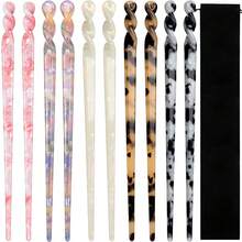 Hair Sticks Leopard Print Hair Pins, Tortoise Shell Hairpin Vintage Hair Chopsticks Retro Hairpins Disk, Hair Accessories - 優質的 - 查看 1